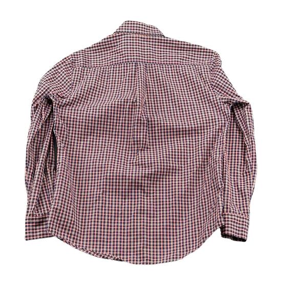 Johnnie O Shirt Mens Medium Red Blue Plaid Button Up 100% Cotton Casual Preppy - Picture 2 of 5